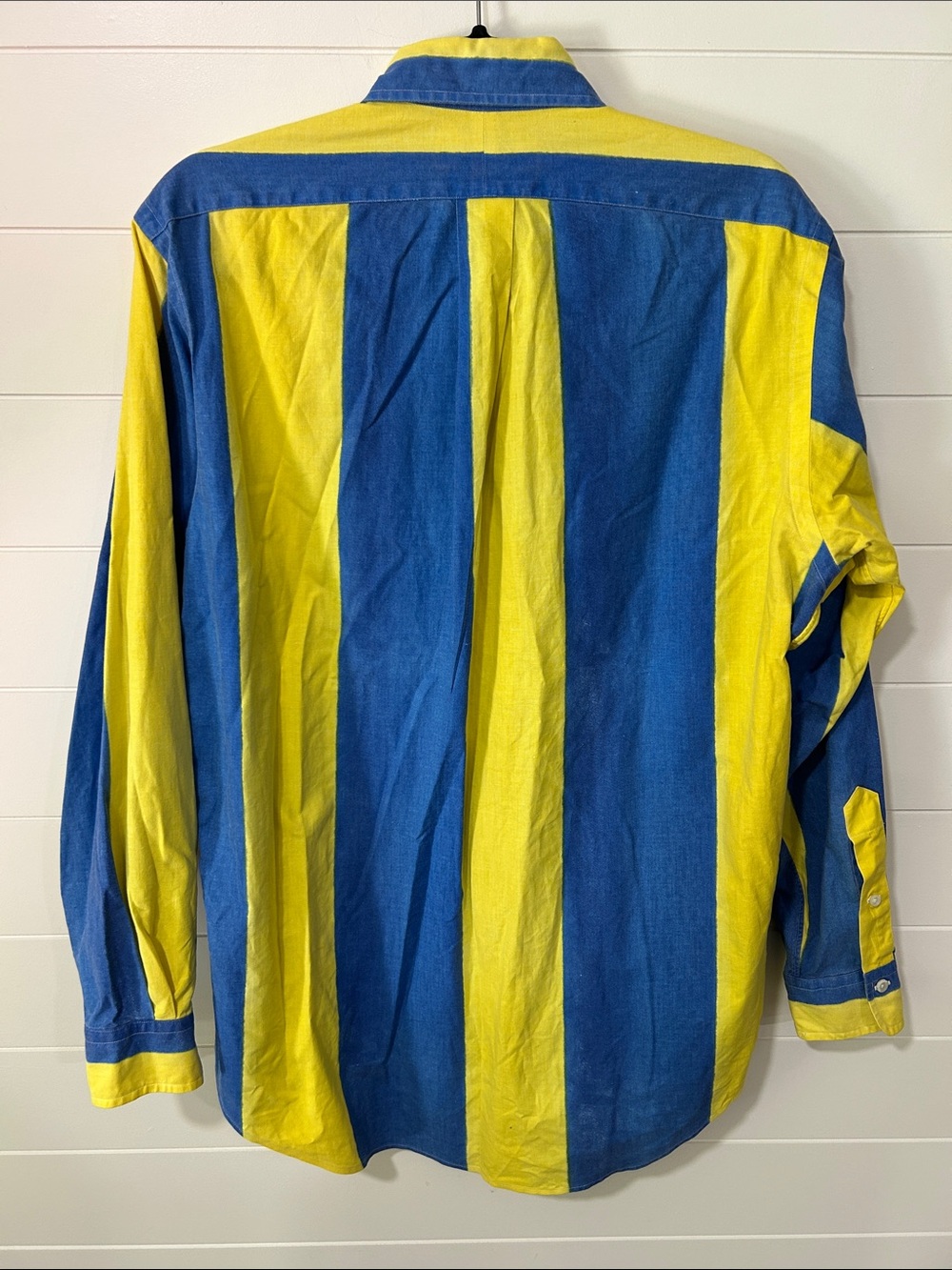 Ralph Lauren Yellow and Blue Vertical Stripe Button-Down Shirt - Picture 7 of 7